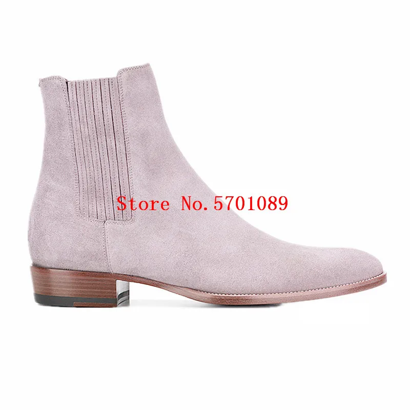 

Mens Ankle Chelsea Boot Vintage Slip On Pointy Toe Leather Runway Chelsea Pull On Elastic Suede Ankle Boot Cowboy Roma Boots