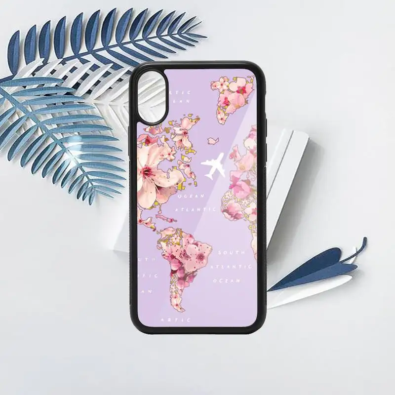 

World Map Travel world Phone Case PC for iPhone 11 12 pro XS MAX 8 7 6 6S Plus X 5S SE 2020 XR protective custom capa