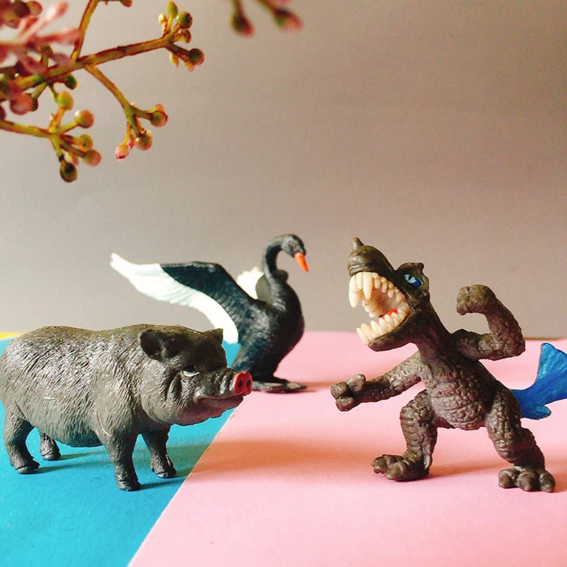 Черная свинья лебедь дракон/ миниатюрные животные/ феерический сад гном/ моховой террариум/ фигурка/ декор для дома/ комплект для самостоятельной работы/ игрушка/ модель/ подарок.