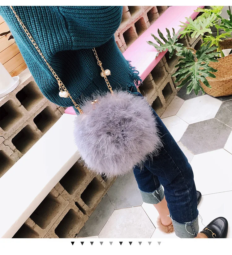 Luxury Designer Fur Purse Women Ostrich Feathers Evening Party Bag Famous Brand Handbag Fall Winter Party Day Cluthes Drop Ship