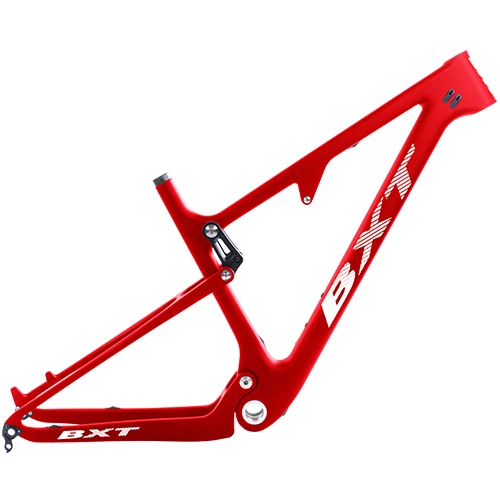 BXT full red BXT New Full Suspension Carbon Mountain 29er MTB Bike Frame BSA 142X12mm 148*12mm Suspension Frame Travel 100mm Free Shipping - Цвет: BXT full red