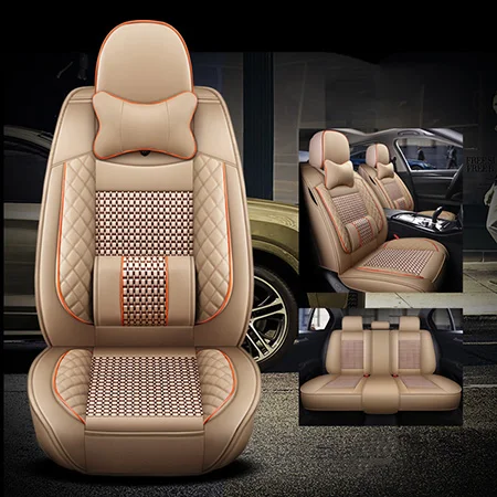 Beige have polliws Кожа и шелк льда 5 машинные места чехлы для сидений kia soul Morning Picanto daewoo lanos nexia toyota aqua aygo zotye t600 автокресла - Название цвета: Beige have polliws