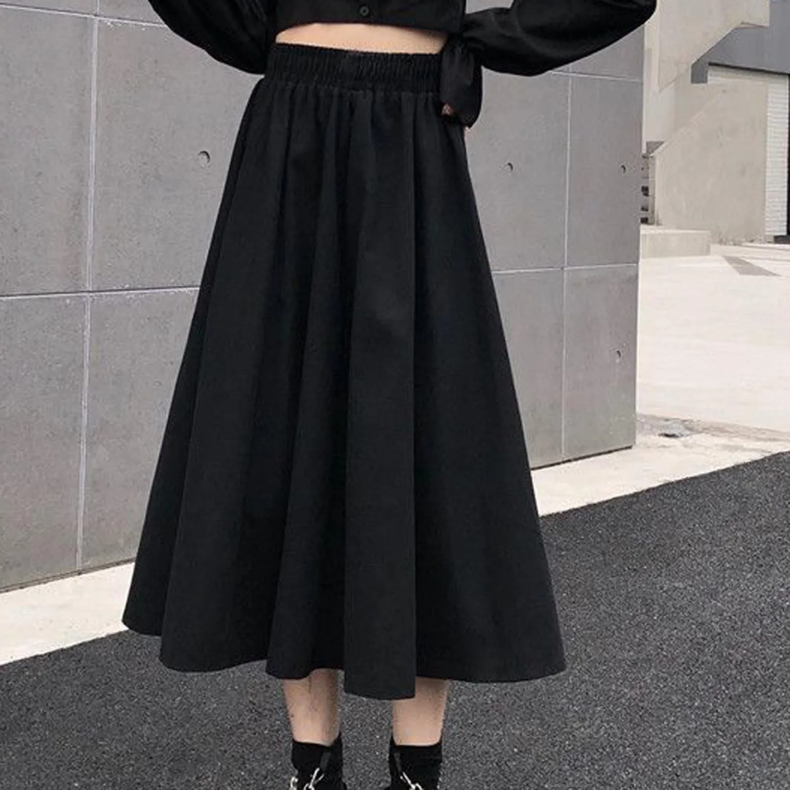 

2021 Cute Female Pleated Skirt Vintage Casual Solid Summer Long Skirts Simple Lady Skirt Female Sweet Students Skirts