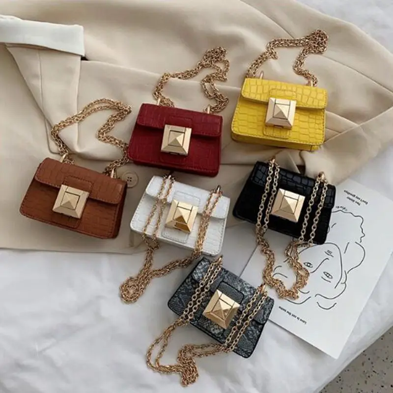 

2020 Crocodile pattern Mini Square Crossbody bag New High-quality Leather Women's Designer Handbag Chain Shoulder Messenger Bag