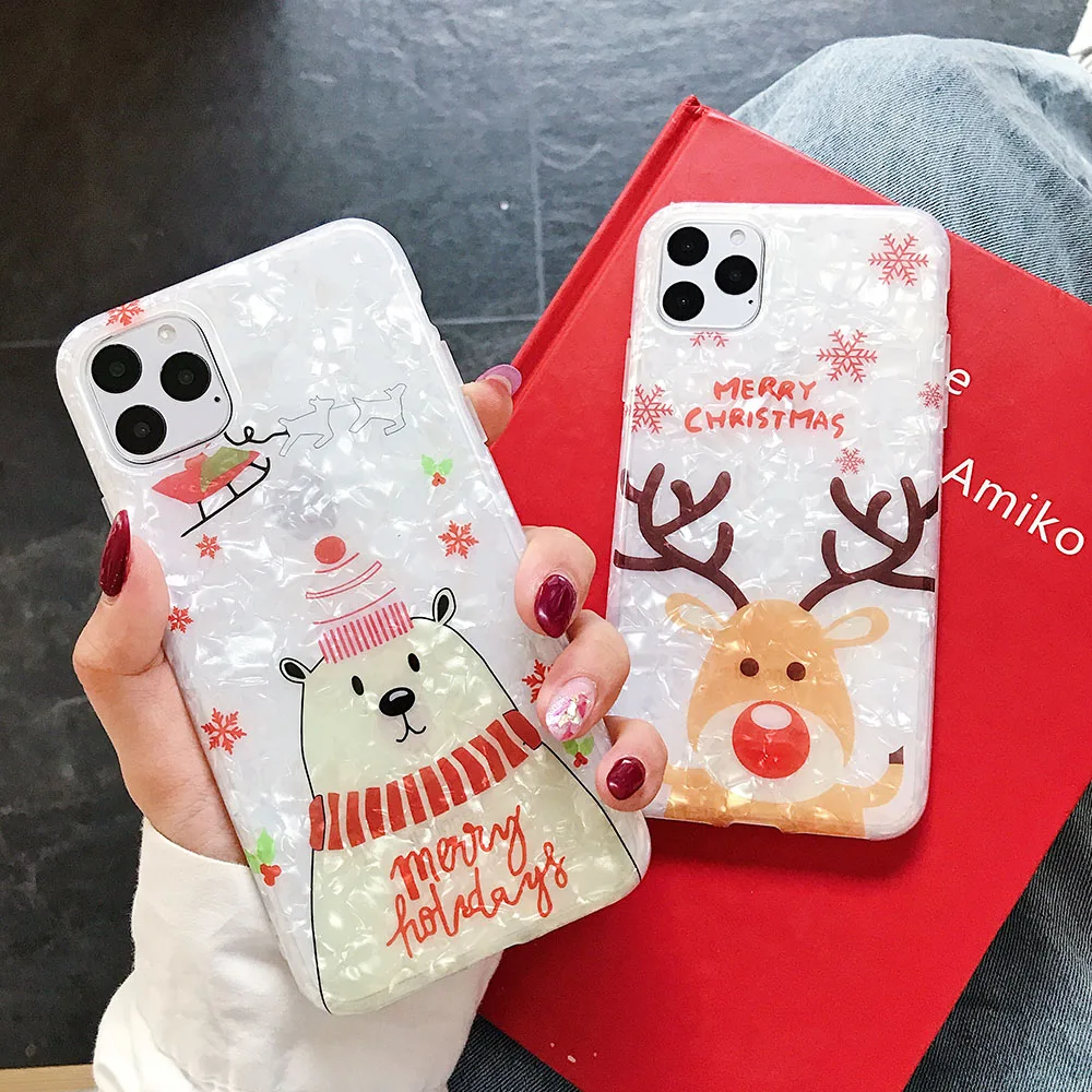 Рождественский чехол для телефона iPhone XR XS MAX X 11 Pro Max чехлы 7 8 Plus на заднюю крышку