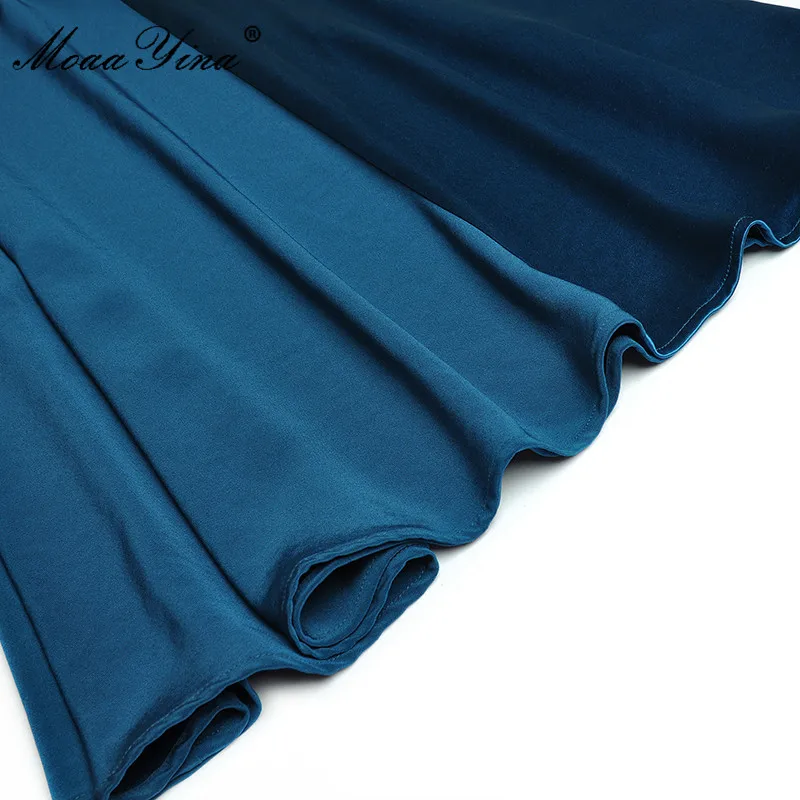 

MoaaYina Fashion Designer dress Summer Women's Dress Short sleeve Buttons lace-up Acetate high quality Elegant Dresses