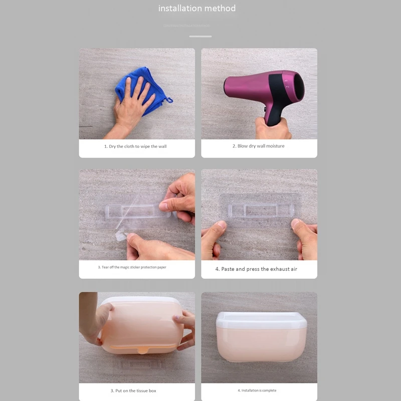 

Wall-Mounted Tissue Box Bathroom Waterproof Toilet Paper Holder Punch-Free