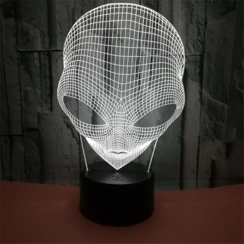 

Alien Head 3D LED Night Light Luminaria Lamp RGB Desk Table Lamparas Home Creative Decor Kid Gift Bedroom Decoration With Remote