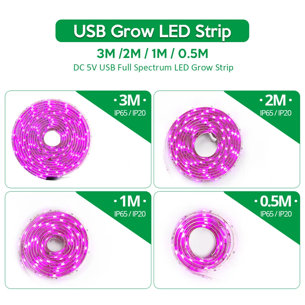 

Hot sale LED Grow Light Full Spectrum USB Grow Light Strip SMD LED Strip Phyto Tape for Seed Plants Flowers Greenhouses 0.5m2m3m