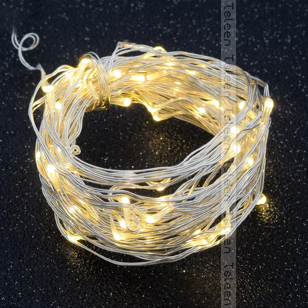 Warm White 5 м 10 м серебристый провод USB светодиодный струнный светильник водонепроницаемый праздничное освещение ночного света для сказочных рождественских свадебных вечеринок украшения - Испускаемый цвет: Warm White
