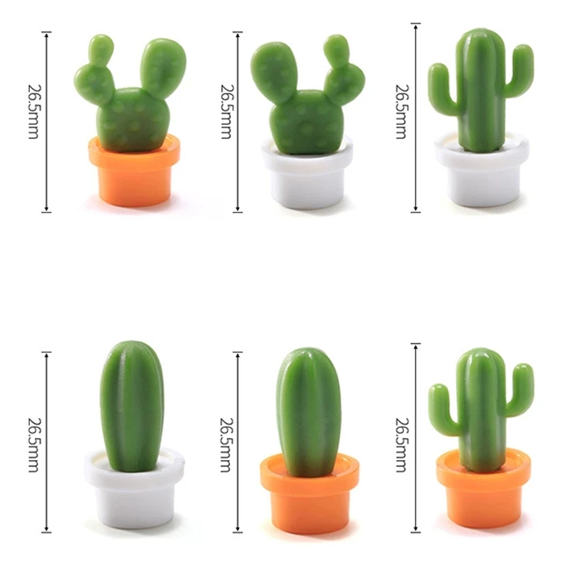 6pcs Cactus Fridge Magnet Refrigerator Magnetic Sticker 3D Cute Succulent Plant Message Board Reminder Home Decoration Kitchen - купить по