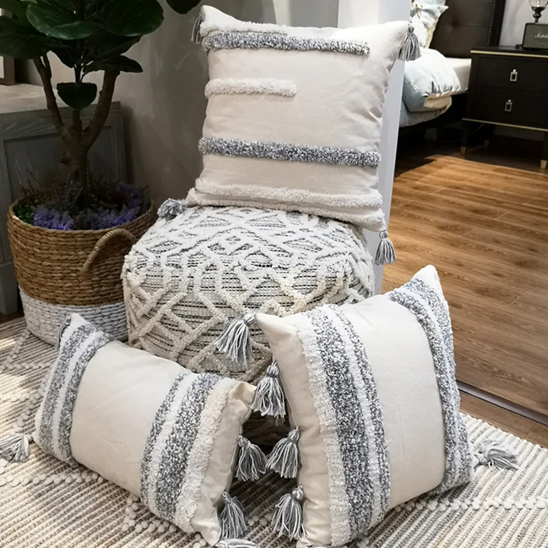 

Indian Tufted Straight Pillow case 30x50cm/45x45cm Nordic Style Pillows Fashion Cushion Cover for Living Room Floor Pillow Cover