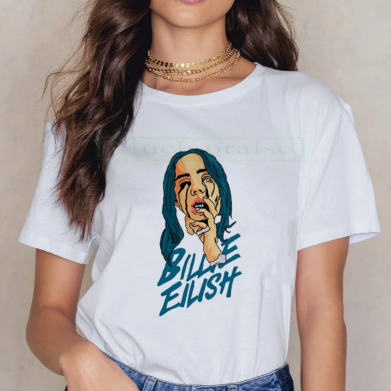 Женская футболка в стиле Харадзюку Billie Eilish модная хип-хоп 90s | Мужская одежда
