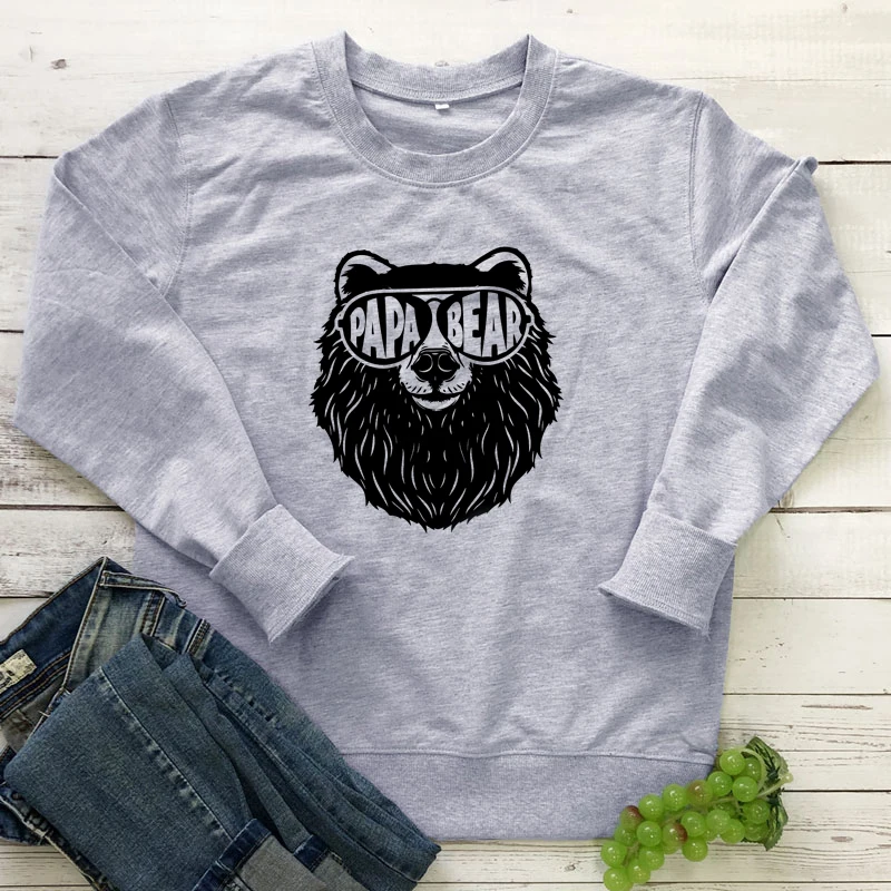 Papa Bear 100% хлопковый свитшот забавные Father's Day Подарочный пуловер свободного