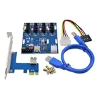 2021 Новинка с 6pin 15pin Sata 4pin разъем питания 4 PCI-e 1X адаптер 1X Слоты Райзер карта PCIe порт множитель карты конвертер