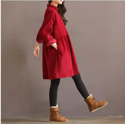 Модное вельветовое женское платье с воротником Питер Пэн трапециевидной формы в