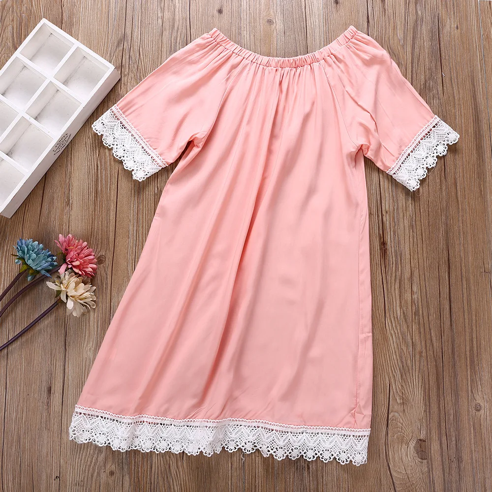 

LILIGIRL Summer Fashion Mother And Daughter Family Lace Short-sleeved Dress Mommy And Me Clothes Baby Girl Dress