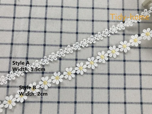 1 ярд белый милый цветок кружева растворимые Вышивка Кружева отделка молочного