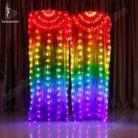 new belly dance led silk fan veil colorful stage props performance accessories light up led rainbow silk fan veils