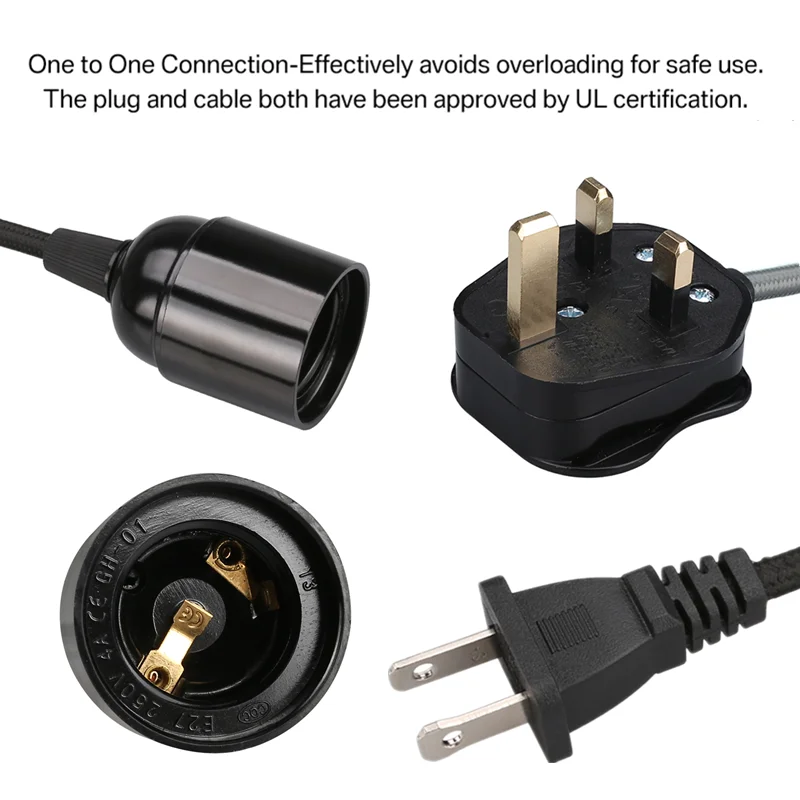 Шнур питания с европейской и американской вилкой кабель E27 Цоколи для ламп 6/4 5/4/3