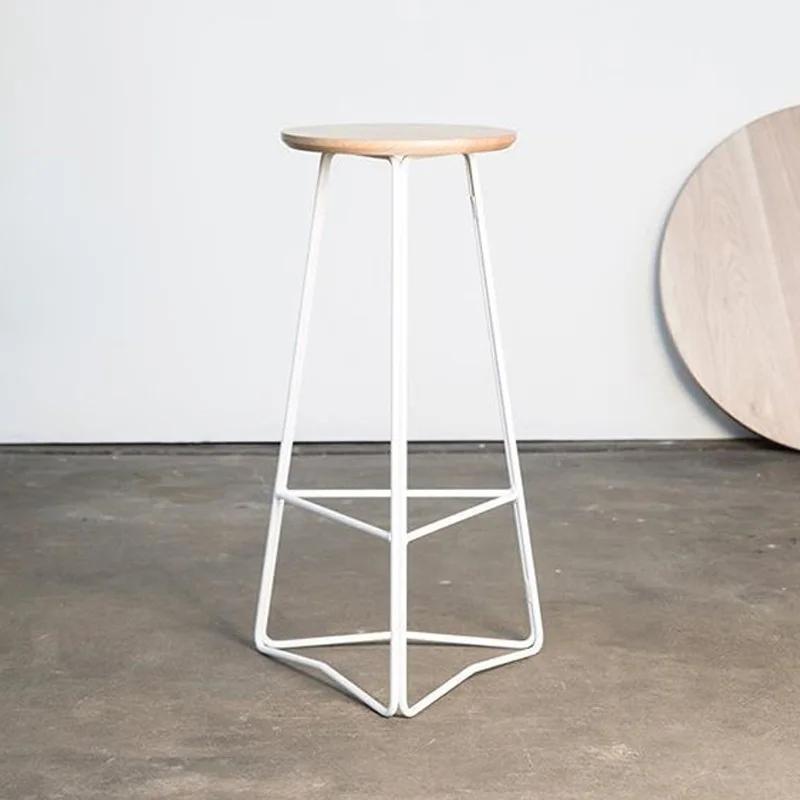 Скандинавский Ресторан Бар железный деревянный барный стул минималистичное