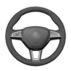 Сшитый вручную DIY черная замша чехол рулевого колеса автомобиля для Skoda Citigo Roomster Fabia Octavia Superb Karoq Rapid Scala Yeti