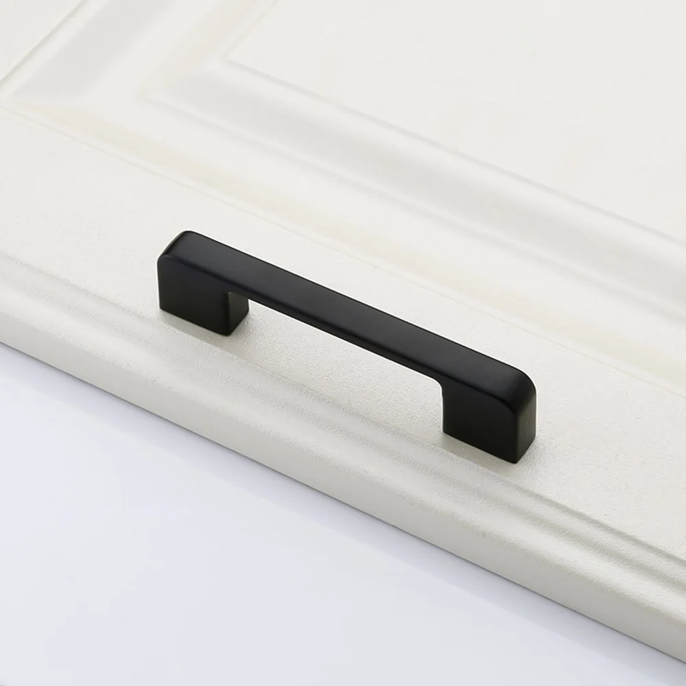 Черная ручка шкафа квадратный мебельная фурнитура из цинкового сплава цинковый