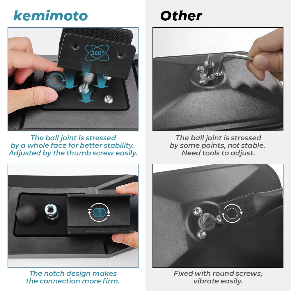 

kemimoto Marine Boat Mirror Universal Boat Mirrors Rear View for Ski Boats Pontoon Boat Water Sport Watercraft Surfing