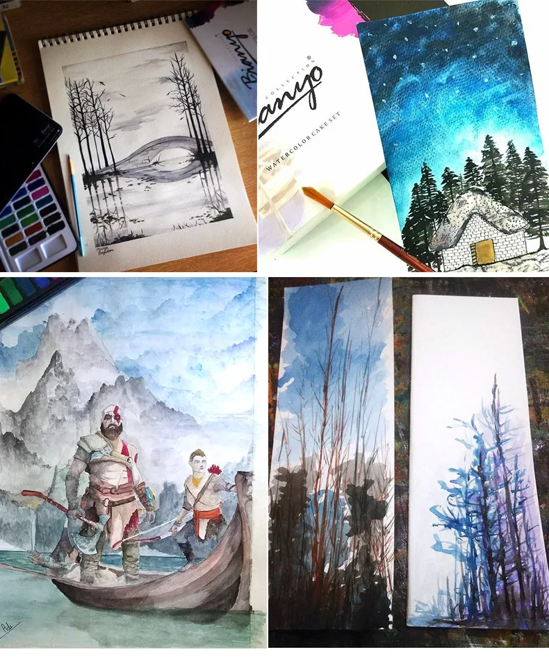 

36 Colors Solid Watercolor Set Paint Brush Children's Gift Art Supplies Watercolor Office School Design Creative Painting