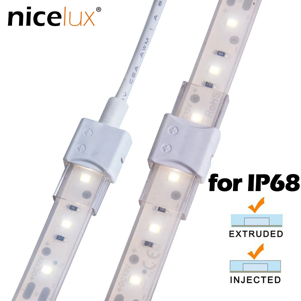 2 шт. IP68 трубки светодиодные полосы разъем для 10 мм 2pin IP67 IP68 одноцветные Твердые трубки светодиодные полосы света наружного освещения аксессуары