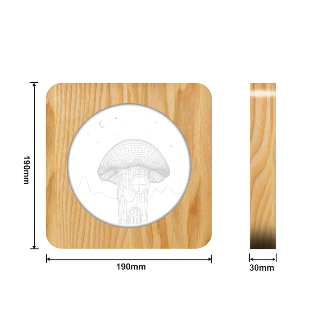 Деревянсветодиодный светодиодная 3d-лампа в форме маленького гриба настольная