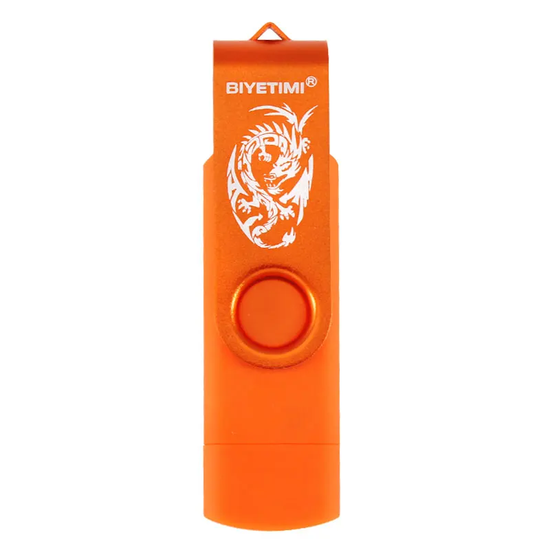 Usb флеш-накопитель Biyetimi the dragon, реальная емкость, 16 ГБ, 32 ГБ, 64 ГБ, 128 ГБ, флеш-накопитель Usb 2,0 для andriod - Цвет: orange