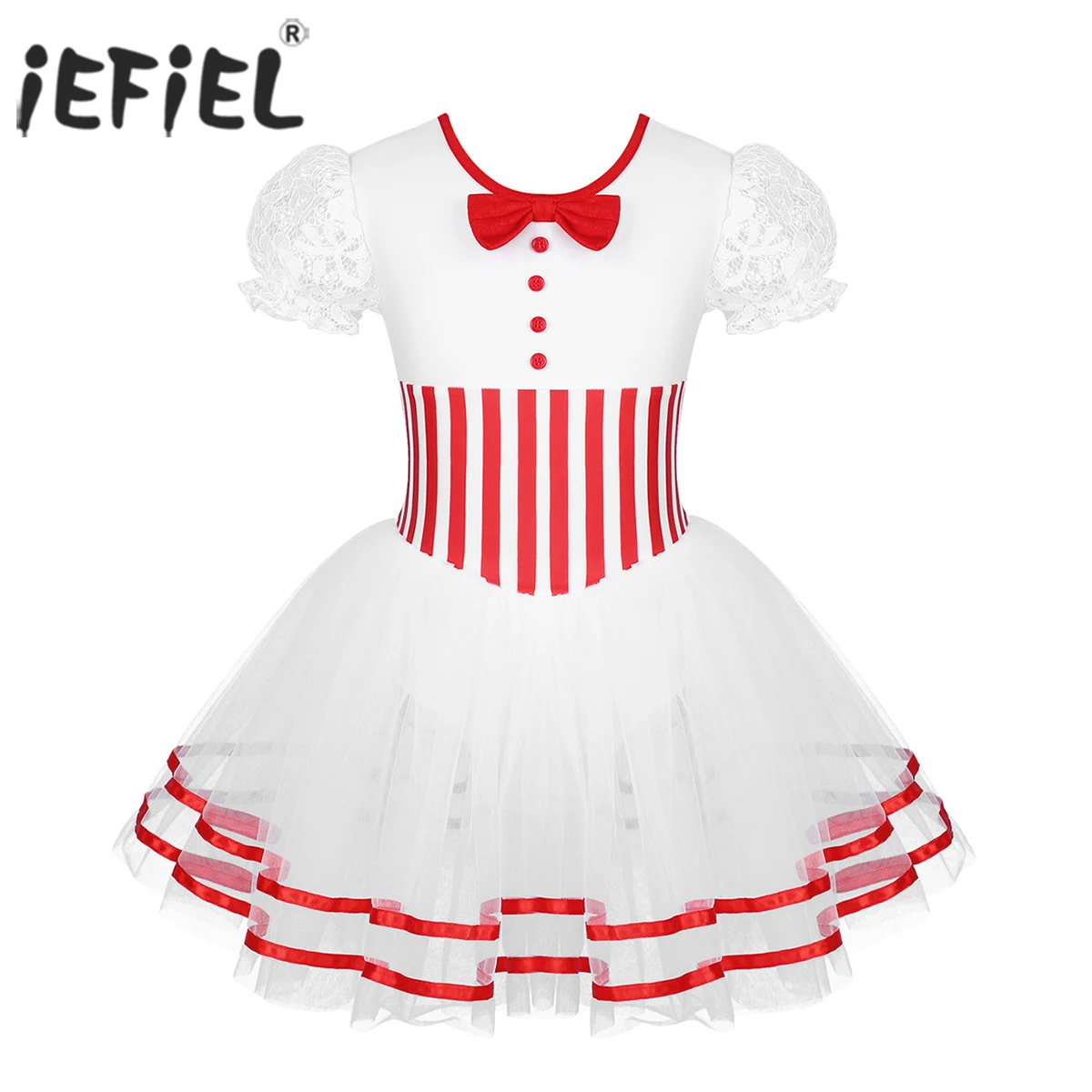 Балетное платье пачка в полоску с Короткими Кружевными Рукавами для девочек