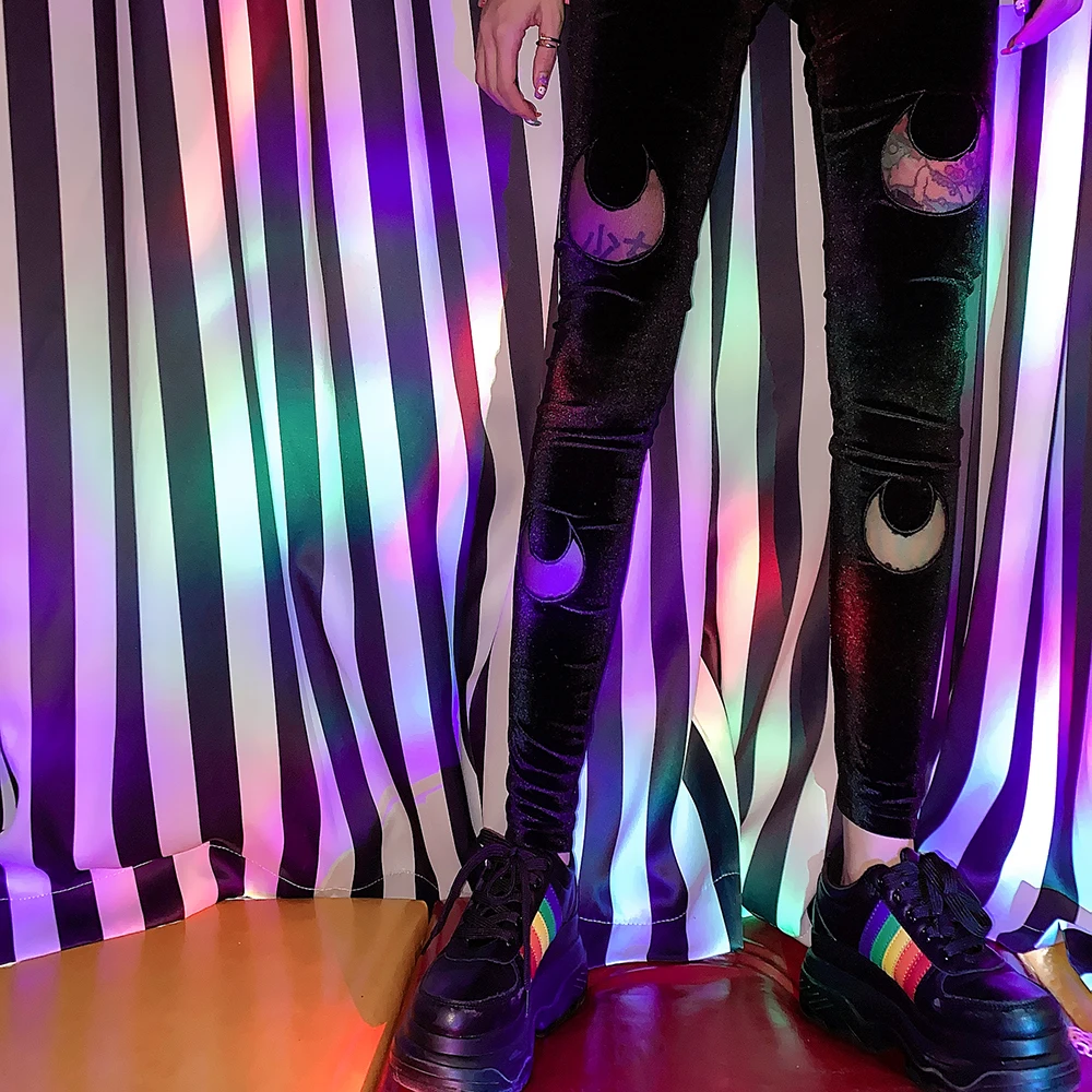 Vintage earth cool hip hop perspective moon velvet tight nine point pant trousers trouser | Женская одежда