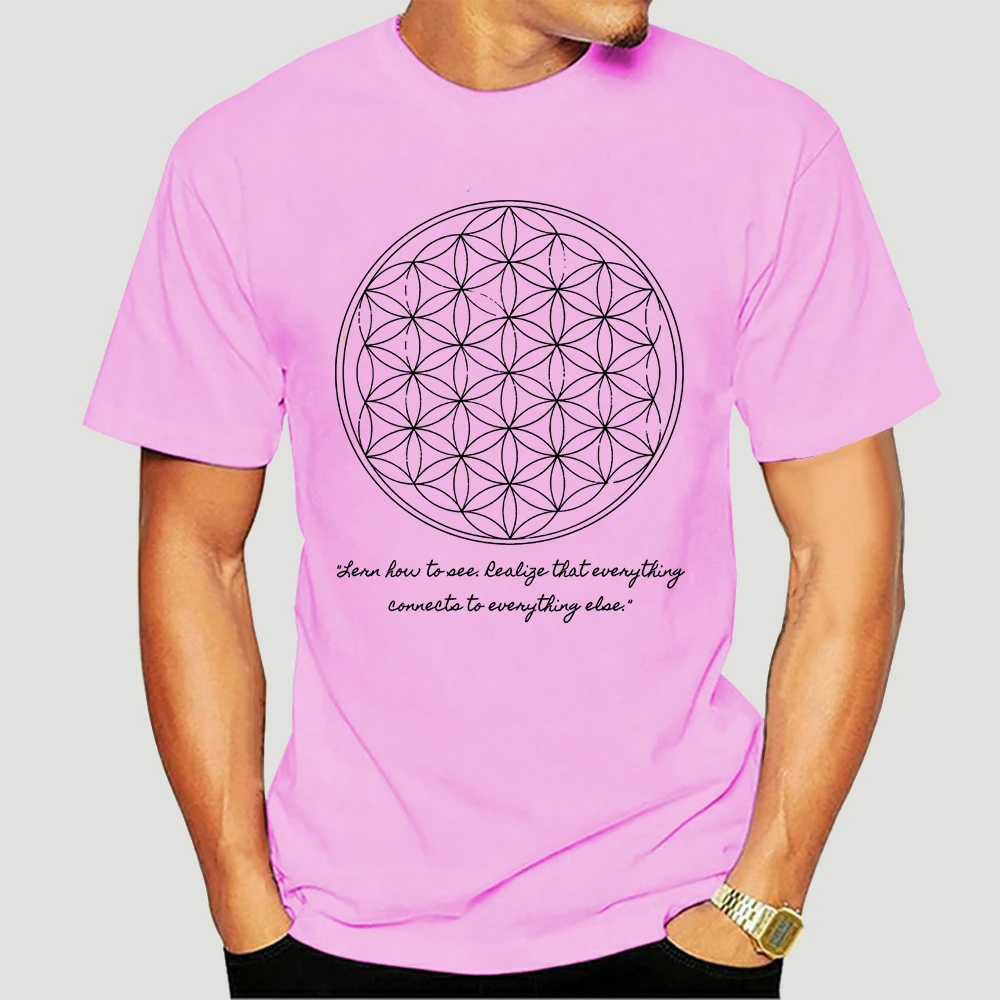 

Leonardo Da Vinci T Shirt - Alchemy T-shirt - Flower of Life Summer Short Sleeve T Shirts Tops S~3Xl Big Size Cotton Tees 3559X