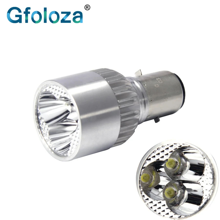 Светодиодная фара Gfoloza H6 BA20D для мотоцикла противотуманная белая 6500 К супер яркая