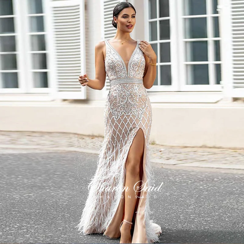 

Женское вечернее платье с юбкой годе, V-образным вырезом и открытой спиной