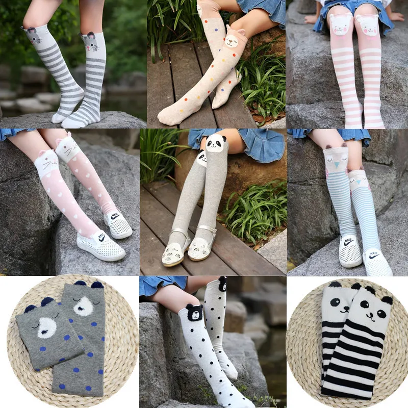 

Cotton Knee High Socks for Baby Girls Long Socks Cute Cartoon Kids Toddler Socks Dancing Socks Leg Warmers For 3-12 Years Girls