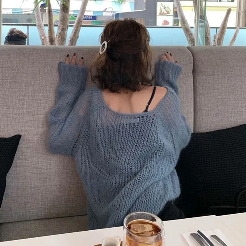 2020 early spring new outerwear blouse soft thin chicken heart collar wild loose lazy wind pullover women. | Женская одежда