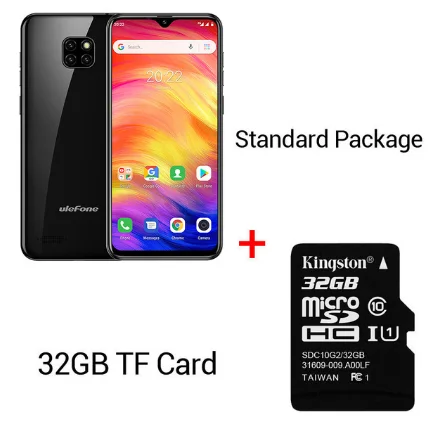 Смартфон Ulefone Note 7, 3500 мАч, 19:9, четырехъядерный, 6,1 дюймов, экран в виде капли воды, 16 Гб ПЗУ, мобильный телефон WCDMA, мобильный телефон Android 9,0 - Цвет: Black N 32GB Card