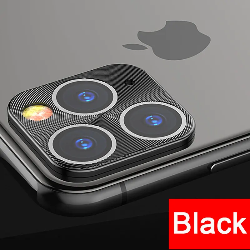 Black Iphone 11 Pro Max защитный чехол для экрана для iphone 11 Pro защита для камеры металлическое заднее кольцо для объектива для iphone 11 чехол для объектива камеры - Цвет: Black