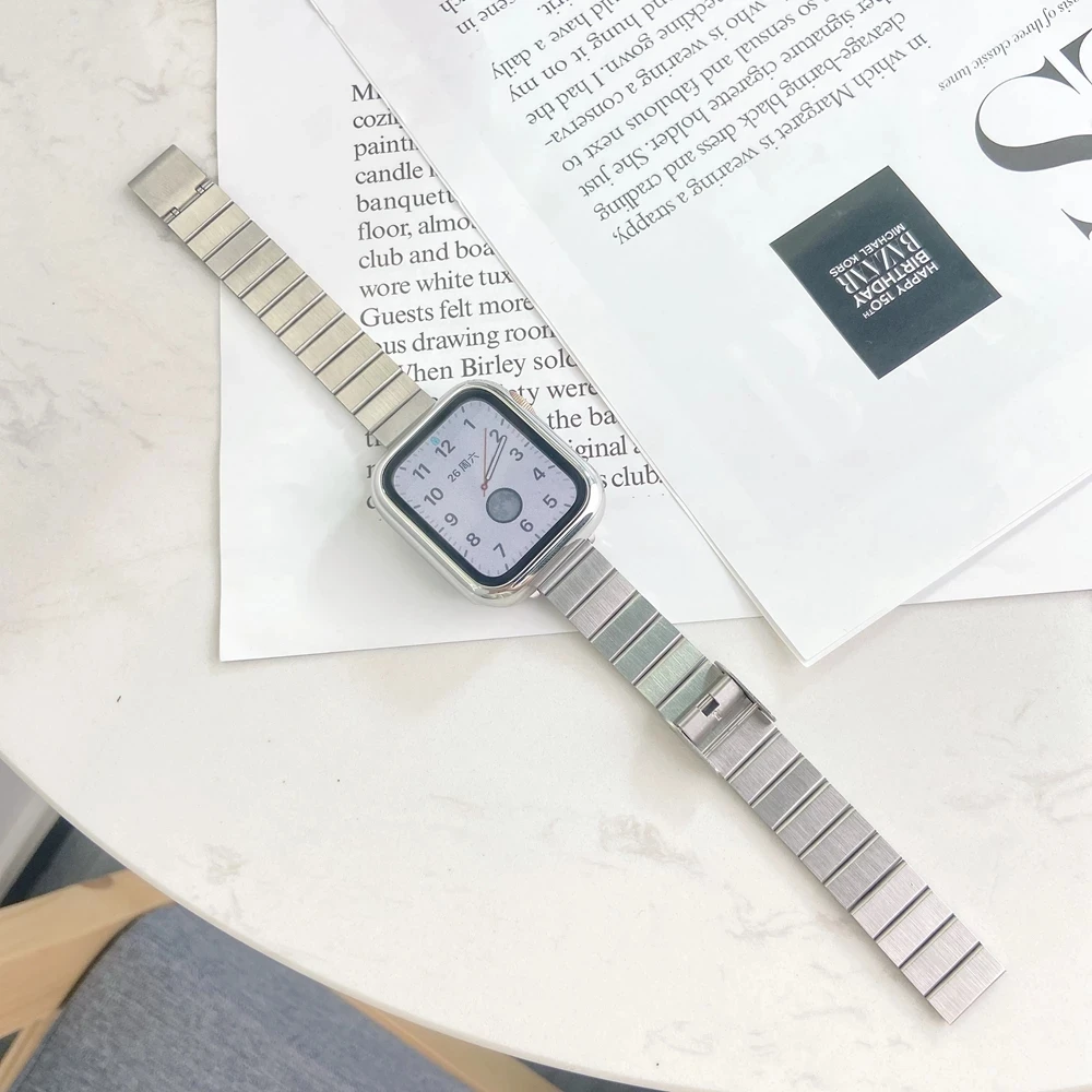 Ремешок из нержавеющей стали для Apple Watch SE тонкий браслет с металлическими