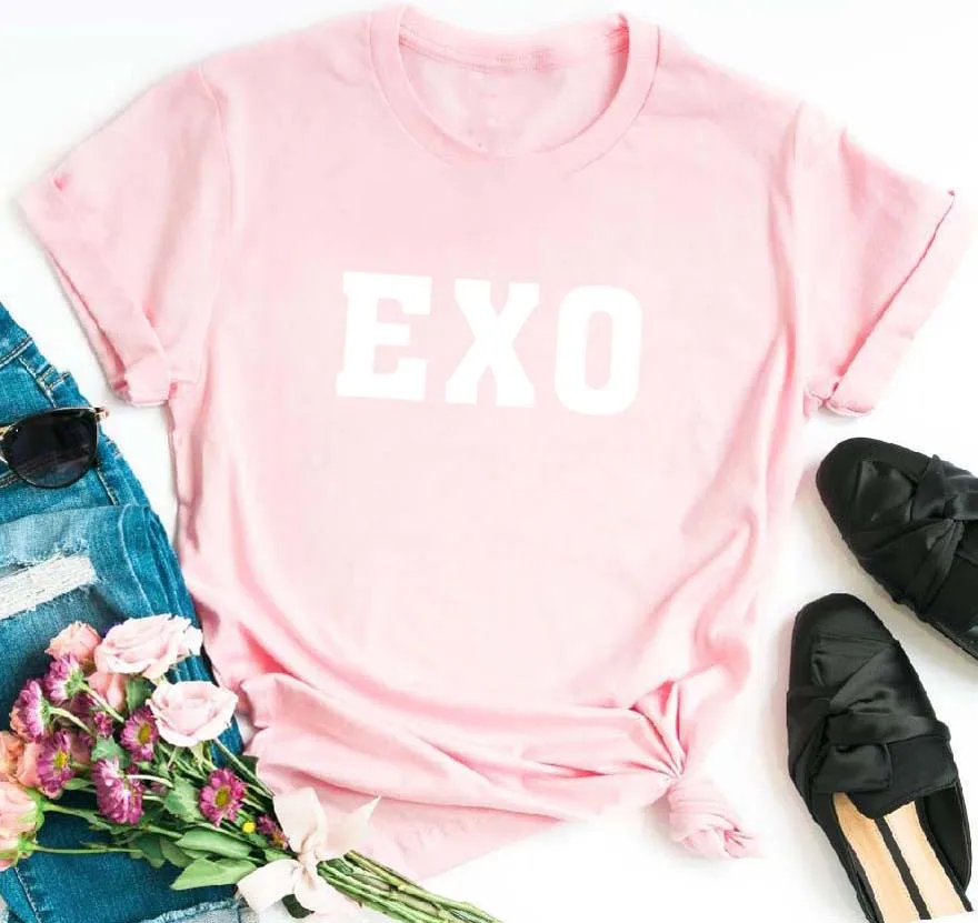 Футболка EXO женская с круглым вырезом Стильная хлопковая рубашка коротким