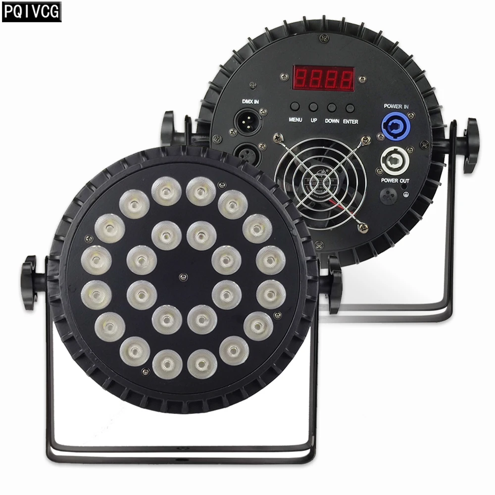 

Алюминиевый сцсветильник Par 24x18 Вт RGBWA UV 6-в-1 светодиодный Par Light Led Flat Par Stage DMX512 DJ светильник s VU светильник