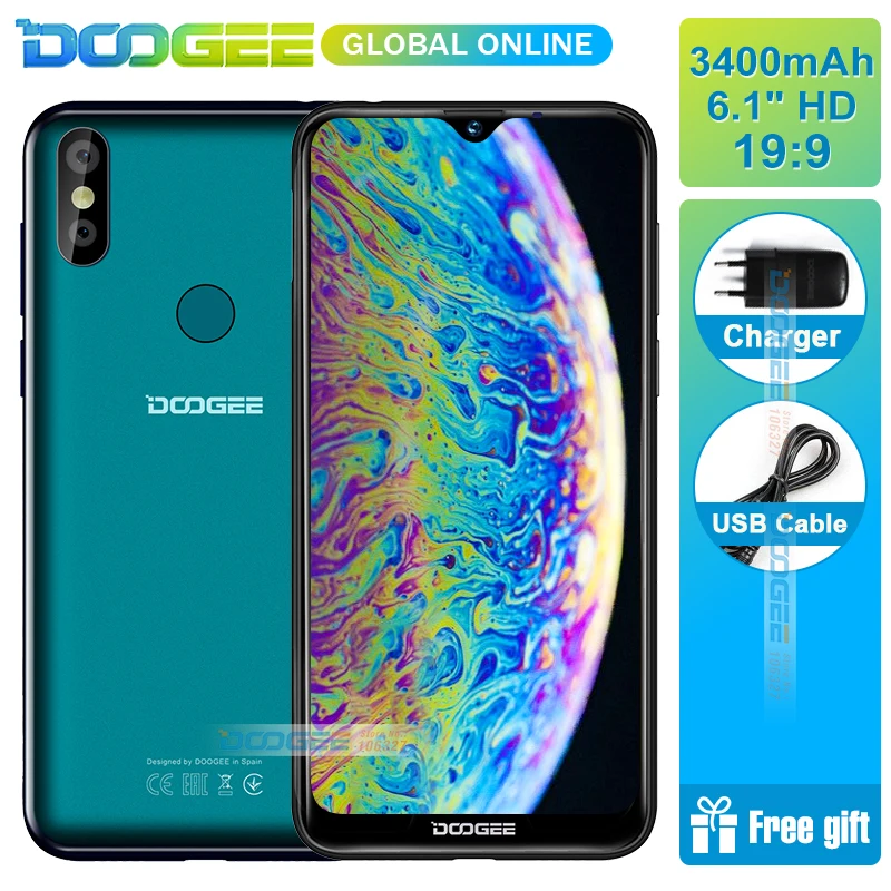 В наличии DOOGEE Y8 Android 9 0 смартфон 3 ГБ ОЗУ 32 Гб ПЗУ 6 1 &quotFHD 19:9 дисплей 3400 мАч MTK6739 4G LTE