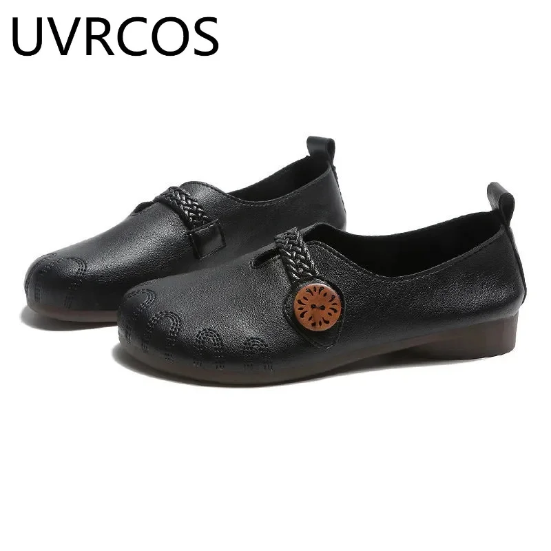 

Handmade Vintage Black Flats Women's Shoes 2021 Summer Leather Moccasins Woman Flats Comfortable Grandma Shoes Ladies Loafers