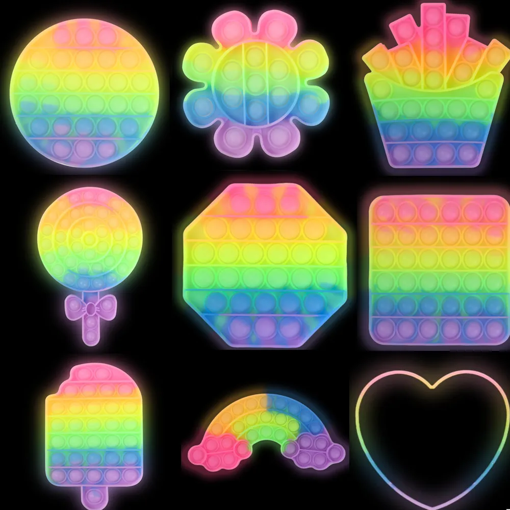 Glow In Dark Fluorescence Bubble New Kawaii Luminous Popit Fidget Toys Antistress Squishy Anti Stress Squeeze Simple Dimple | Игрушки и