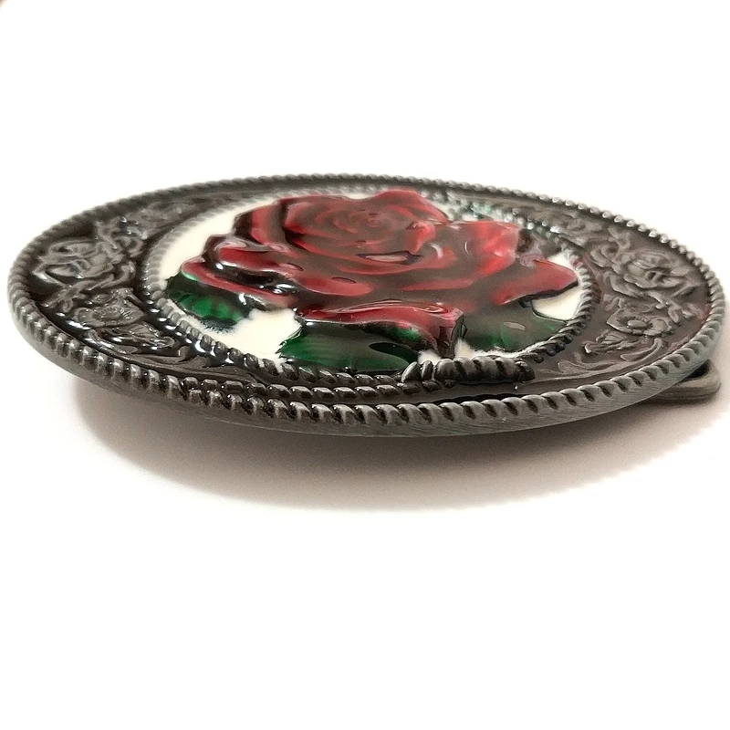 Vintage Mens 3D Red Roses Metal Belt Buckle Suit 4cm Belts High Quality Cowboy Cowgirl Pin Buckles Head Jeans Accessories | Дом и сад