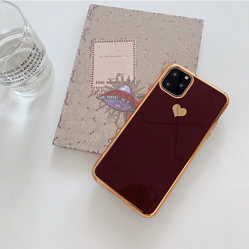 

Electroplated Love Heart Phone Case for IPhone 11 11Pro Max XR XS X XS Max Plus Shockproof Protective Back Cover Soft Shell