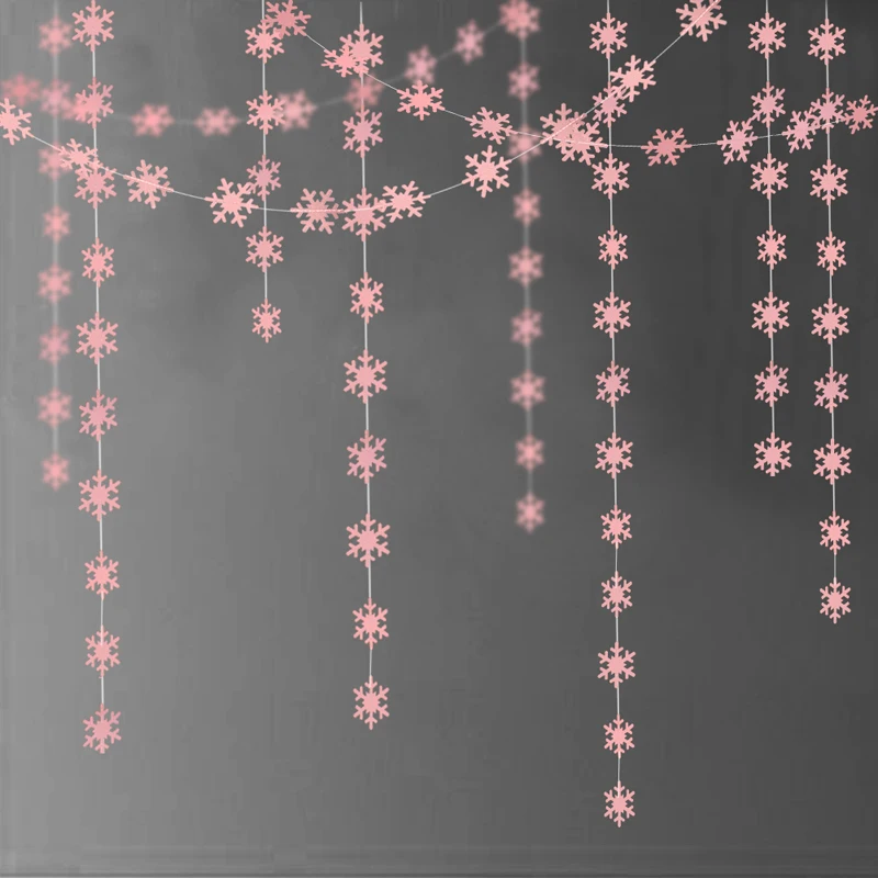 4 Sets Pink 4 комплекта 16 м бумага искусственная маленькая гирлянда из снежинок наборы флаги поставки Замороженные девушки день рождения подвесные украшения для вечеринки - Цвет: 4 Sets Pink